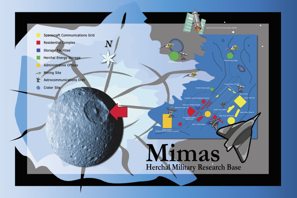 Map of Mimas - Herschel Military Research Base Poster